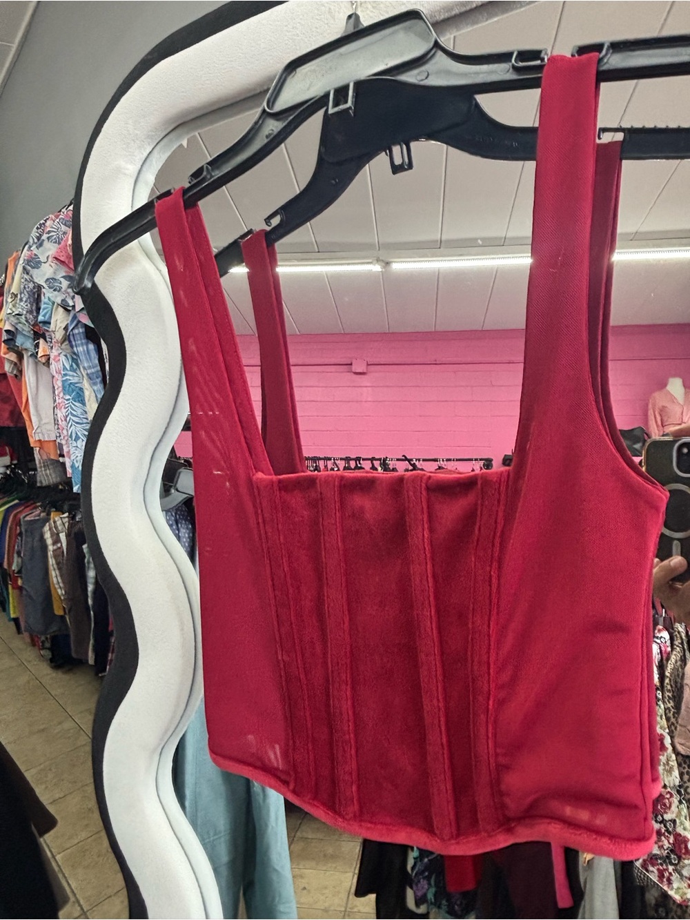 Forever 21 Red Structured Corset Crop Top